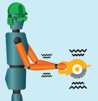 mannequin holding a power tool showing hand arm vibration