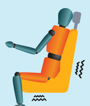 mannequin sitting in a vibrating vehicle seat