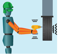 person using a drill on a tire experiencing vibration through their hands and arms