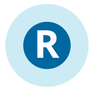 a circle with "R" in the middle