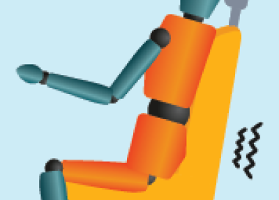 mannequin sitting in a vibrating vehicle seat